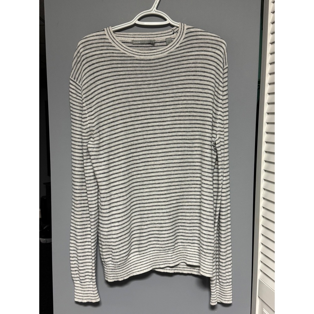 Vince Striped Long Sleeve Knit Sweater Top Women's Size‎ M Crew Neck Ribbed Flaw